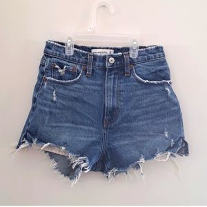 Abercrombie and Fitch High Rise Mom Curve Distressed Jean Shorts
